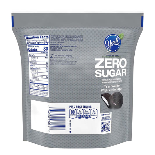 YORK Zero Sugar Chocolate Peppermint Patties Candy, Individually Wrapped, Aspartame Free, 5.1 oz Bag (Pack of 2) (2)
