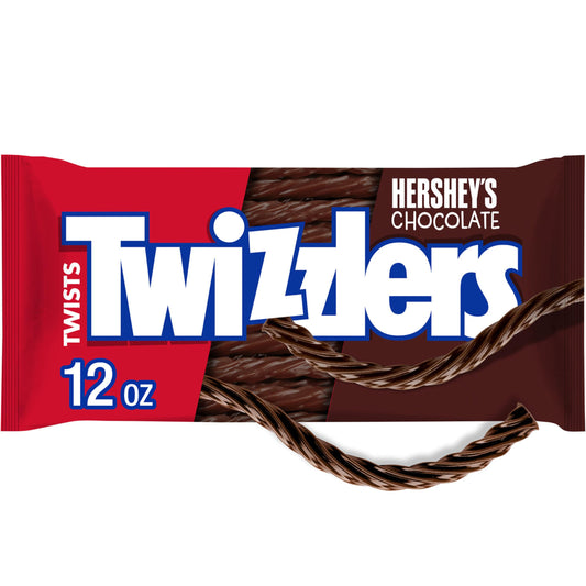 TWIZZLERS Twists HERSHEY'S Chocolate Flavored Licorice Style, Chewy Candy Bags, 12 oz (24 Count)