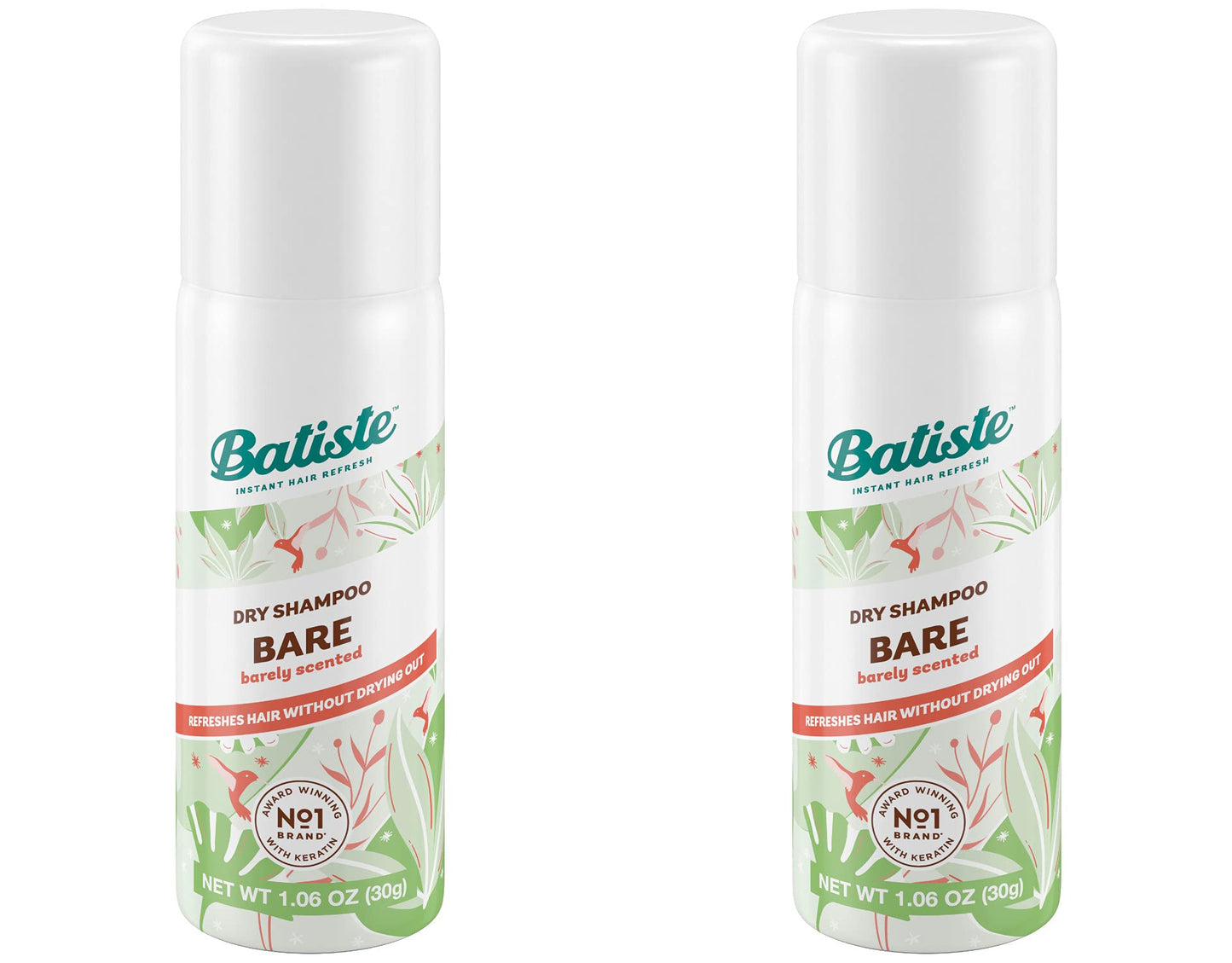 Batiste Dry Shampoo, Bare, Mini Travel Size 1.6 oz (Pack of 2)