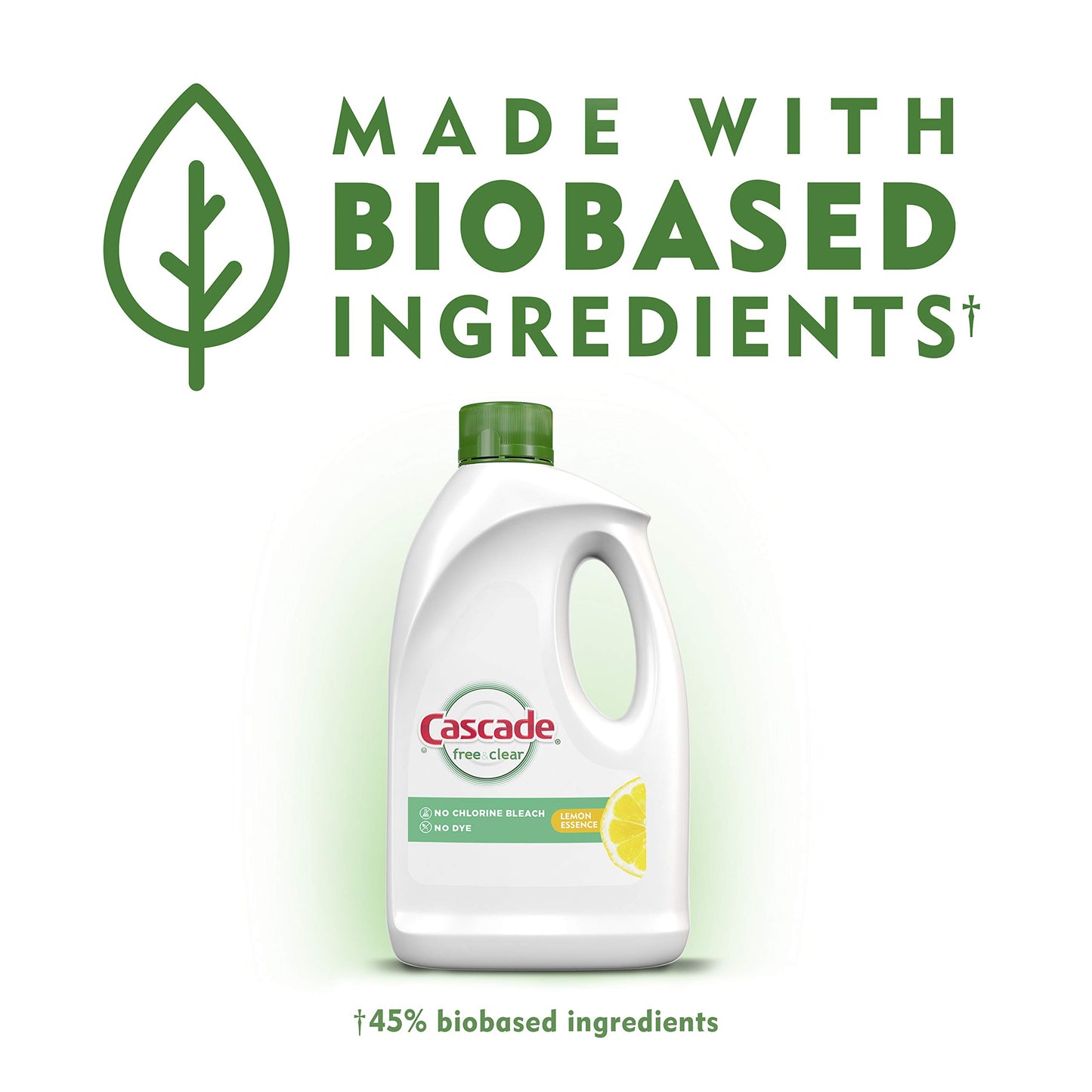 Cascade Free & Clear Gel Dishwasher Detergent Liquid Gel, Lemon Essence, 60 Fl Oz (Pack of 2)