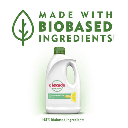 Cascade Free & Clear Gel Dishwasher Detergent Liquid Gel, Lemon Essence, 60 Fl Oz (Pack of 2)
