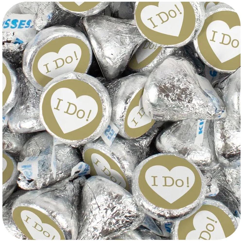 I Do Kisses Chocolate Candies for Wedding Favors, Bridal Shower Game Prizes, Rehearsal Dinner Favors, and Bachelorette Parties. Genuine Hershey's Milk Chocolate Kisses.
