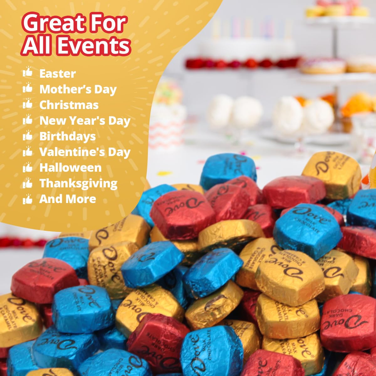 Chocolate Variety Pack, Dovechocolates Individually Wrapped Bulk Approx 100pcs, Ideal Dovepromises for Snacking, Sharing and Gifting, Perfect for Satisfying Every Chocolate Lover’s Craving