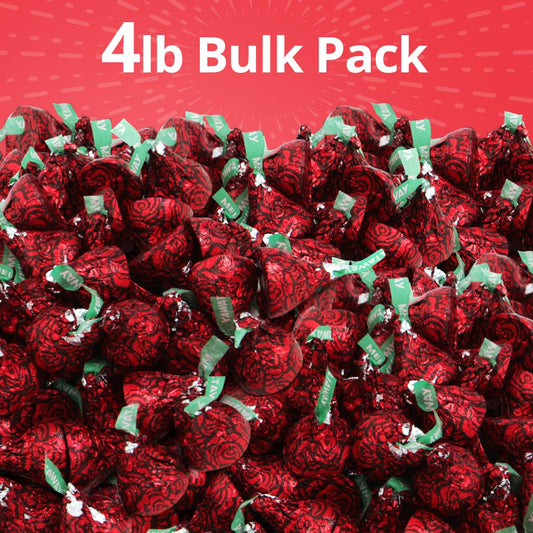 Meltaway Kisses, 4lb Pack of Chocolate Roses Individually Wrapped Bulk, Ideal Valentine HersheyKisses for Valentine's Day Surprises, Perfect Valentines Chocolates for Romantic Gifts