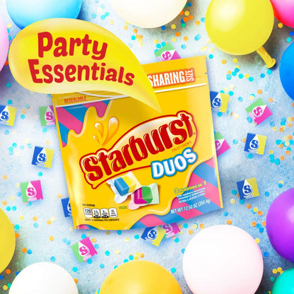 Starburst Fruit Chews Candy, Bulk Candy Individually Wrapped, Sharing Size Resealable Bag, Duos, 12.5 Ounce, Pack of 6