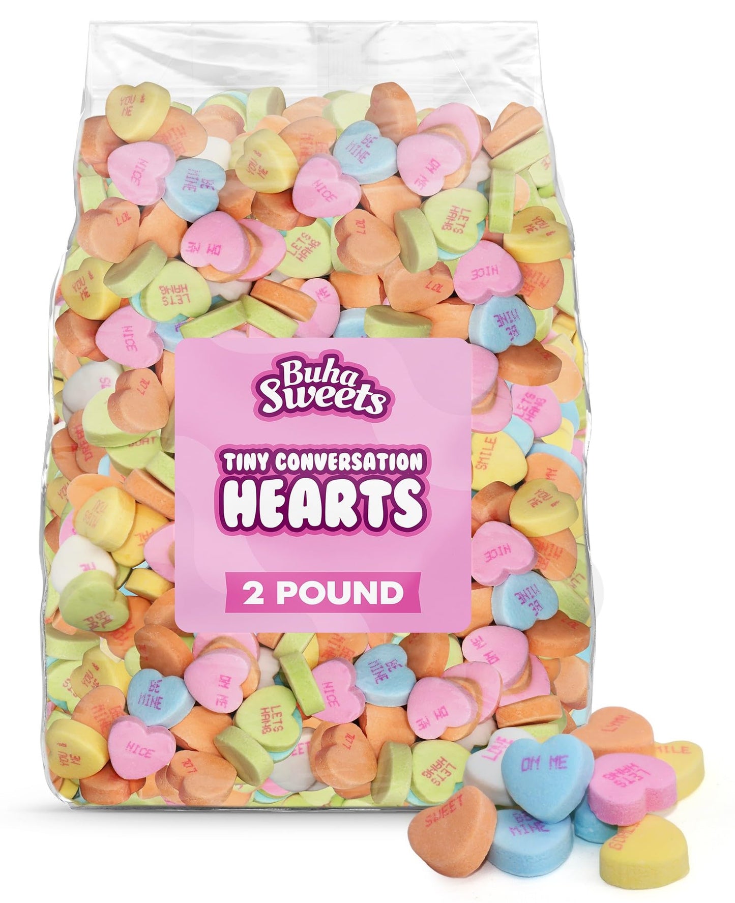 Bulk Tiny Conversation Hearts Candy 2 Pound - Classic Pastel Heart-Shaped Candies with Sweet Messages, Perfect for Valentine’s Day, Parties, and Candy Buffets
