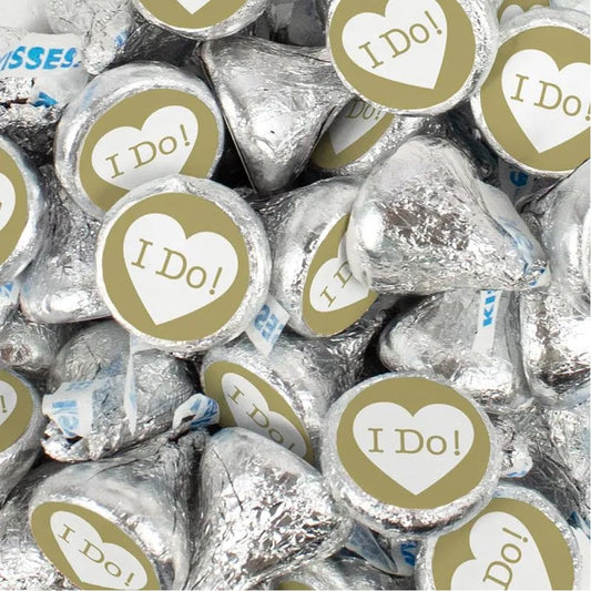 I Do Kisses Chocolate Candies for Wedding Favors, Bridal Shower Game Prizes, Rehearsal Dinner Favors, and Bachelorette Parties. Genuine Hershey's Milk Chocolate Kisses.
