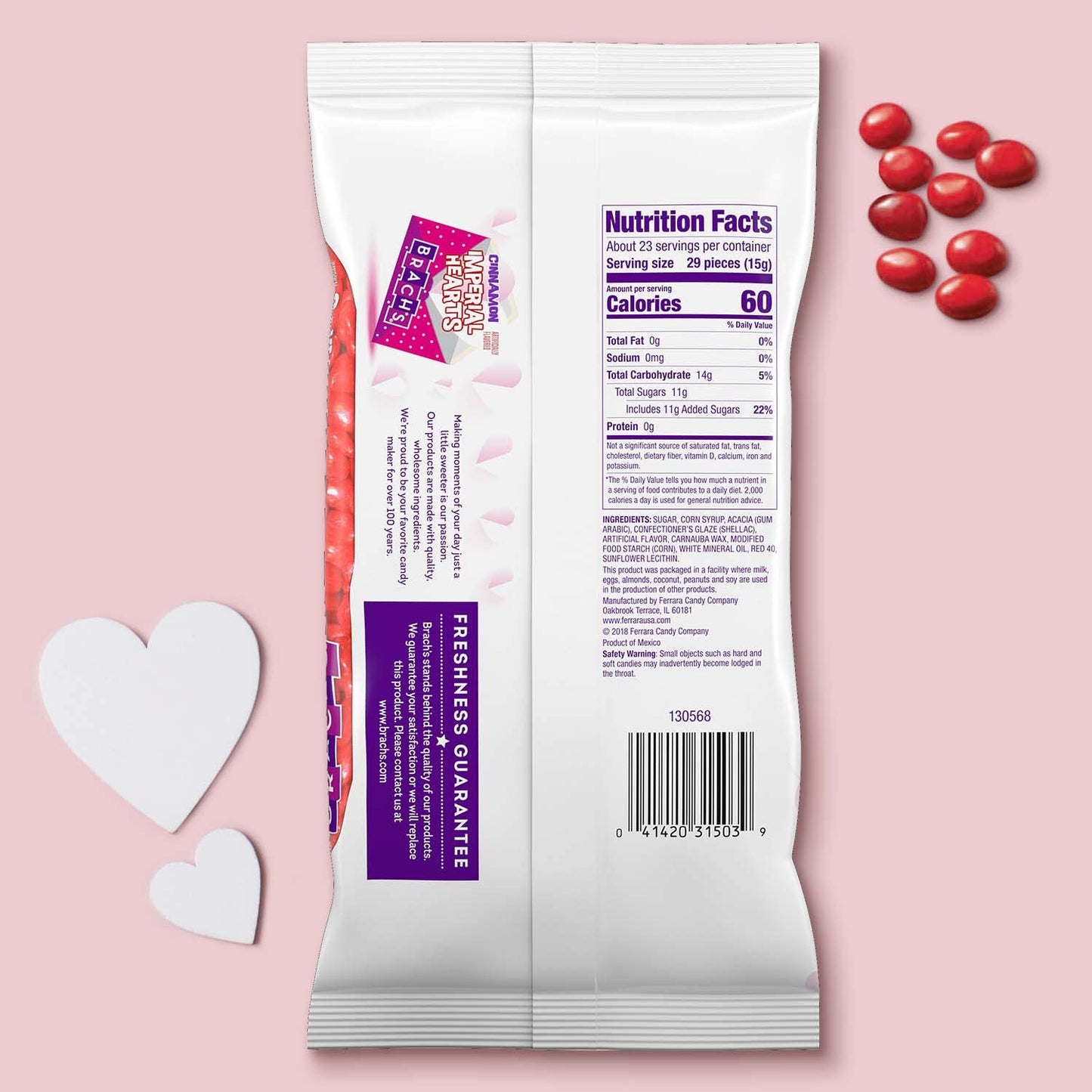Brach's Cinnamon Imperial Valentine’s Day Hearts Hard Candy | Cinnamon Heart Candy | Old Fashioned Candy | Cinnamon Candy Hearts For Baking, 12 Oz Bag