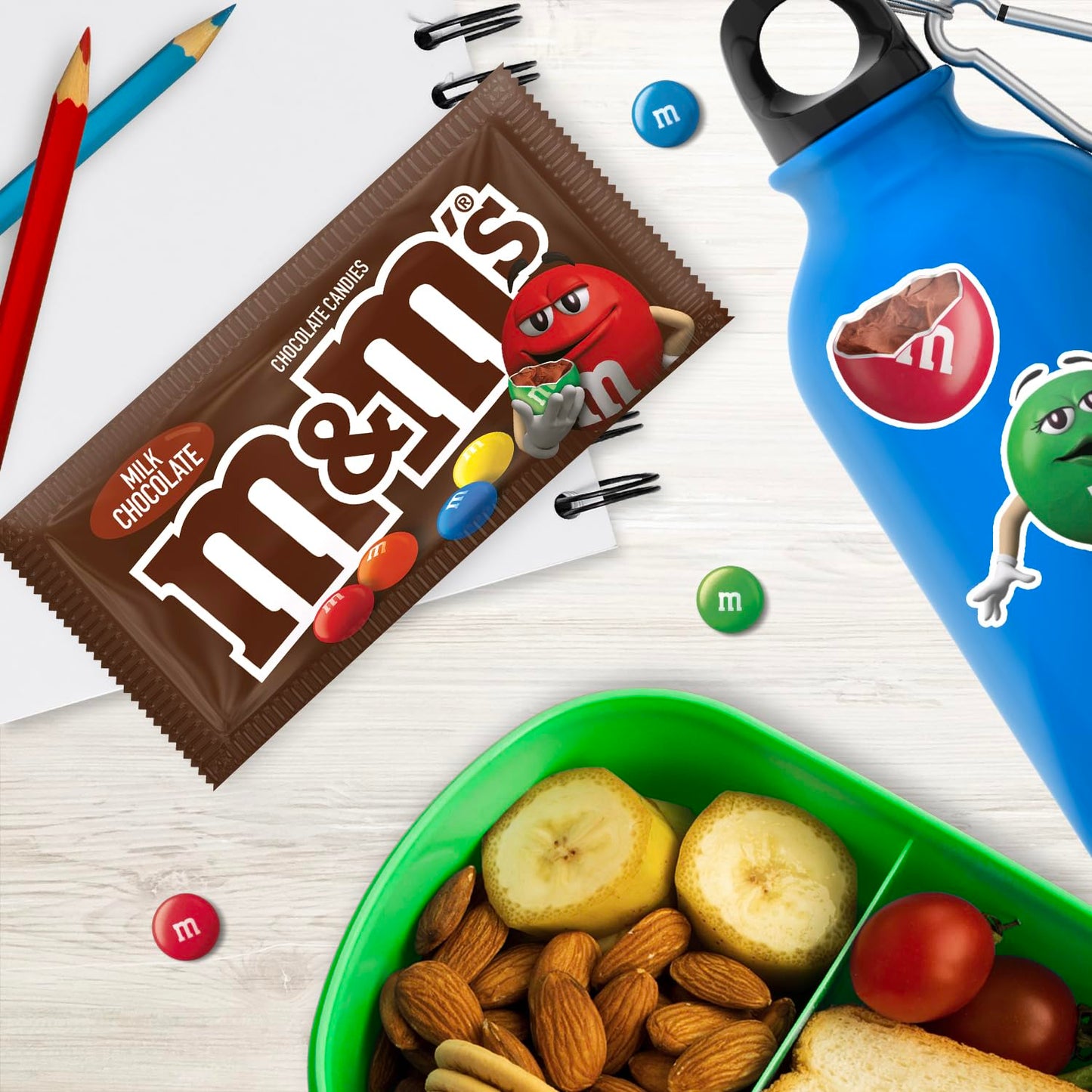 M&M'S Milk Chocolate Candy, Full Size 1.69 oz Bag, Pack of 36 Bulk Candy Chocolate