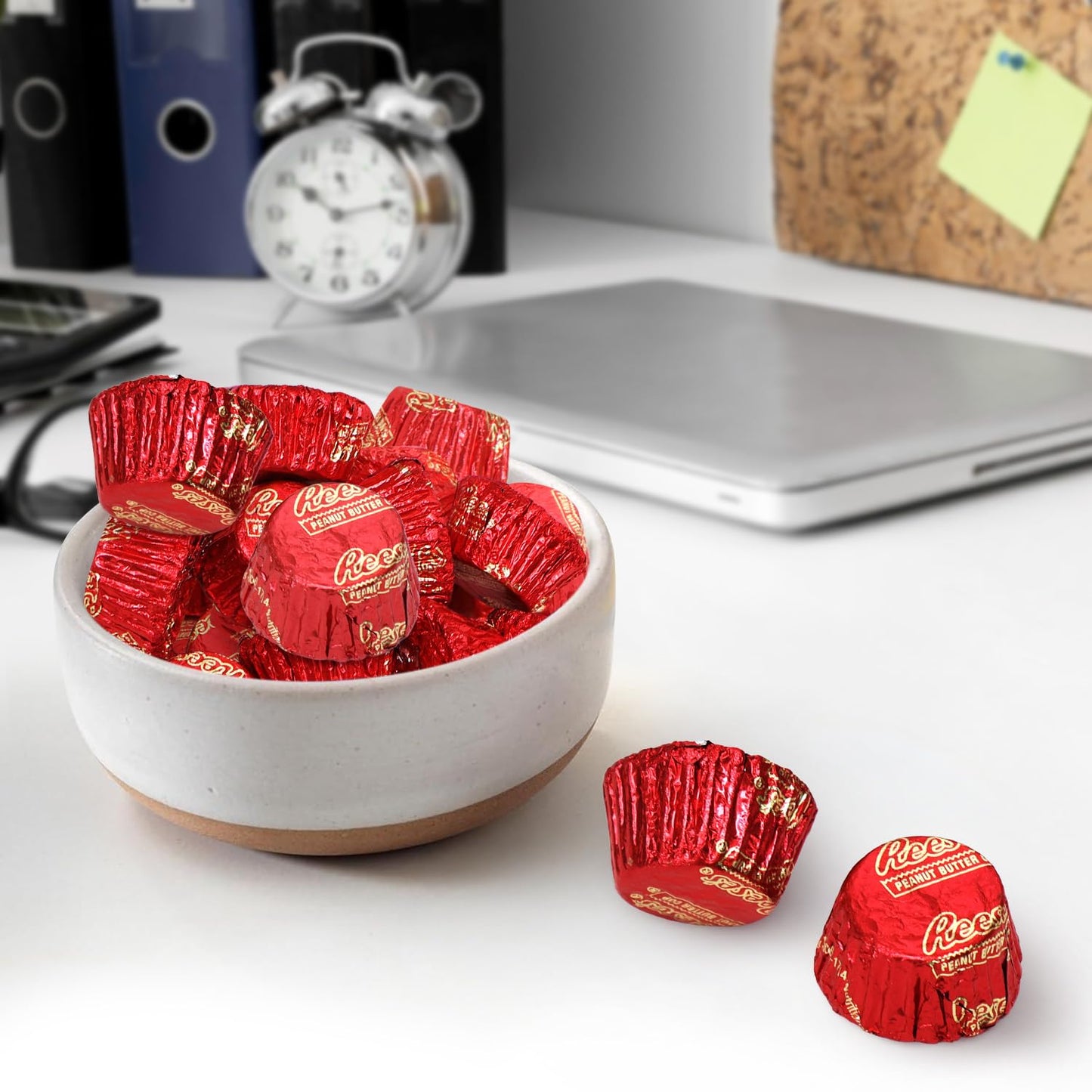 Christmas Bulk Milk Chocolate Peanut Butter Cups Miniatures 1 Pound - Individually Wrapped Chocolate Candy In Red Foil for Parties, Gift Bags, and Candy Buffets - Approx 55 Pieces