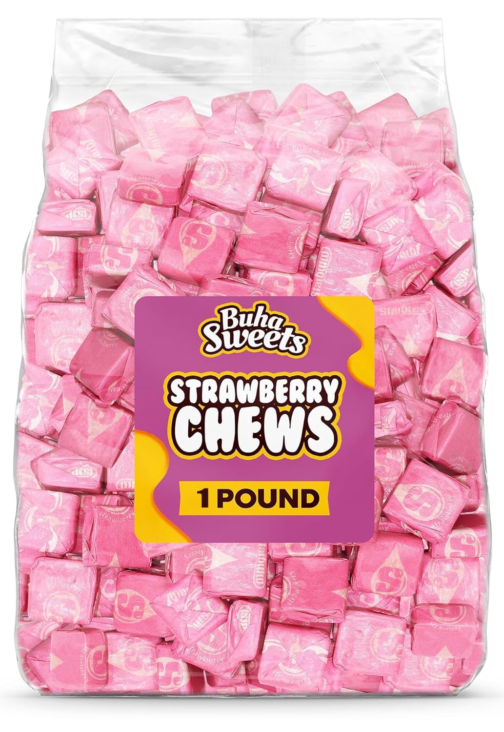 Bulk Taffy Candy 1 Pound Individually Wrapped Soft & Chewy Taffy Fruity Candy For Baby Shower, Birthday Party Favors & Pinatas & Treats
