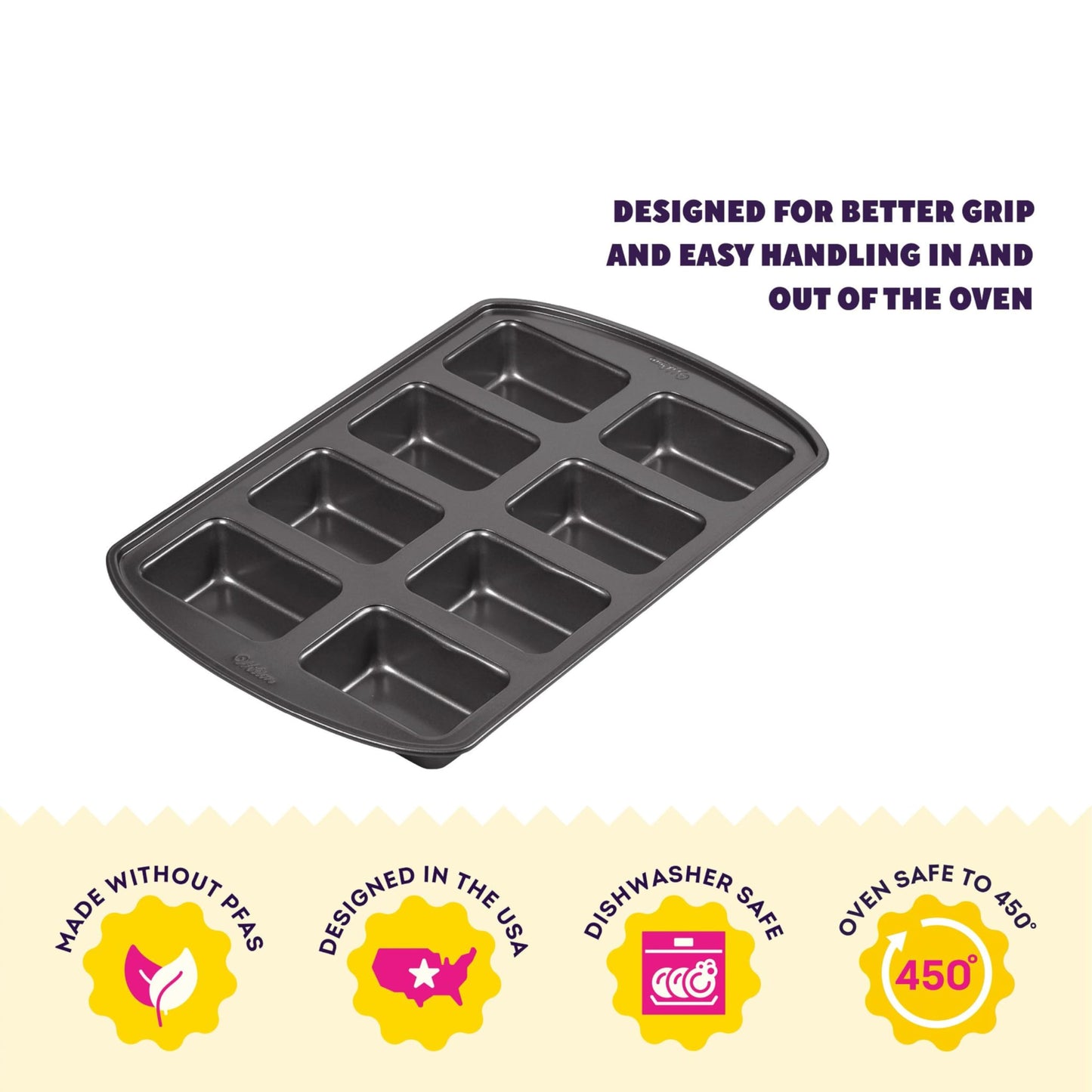 Wilton Gold Non-Stick Mini Loaf Pan, Stainless Steel Bakeware, Made without PFAS, Packaging May Vary