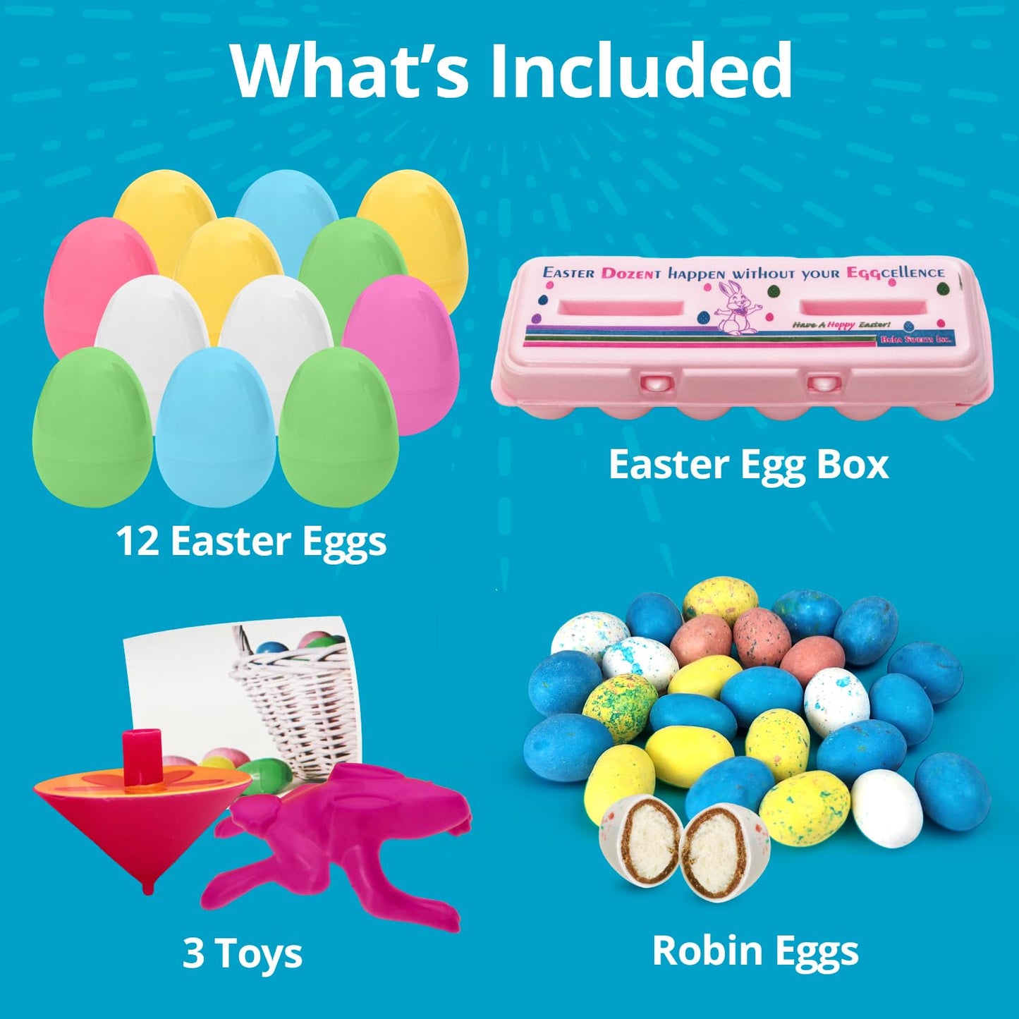 Plastic Easter Eggs Filled with Chocolate Robin Eggs, 12 Filled Easter Egg Bulk