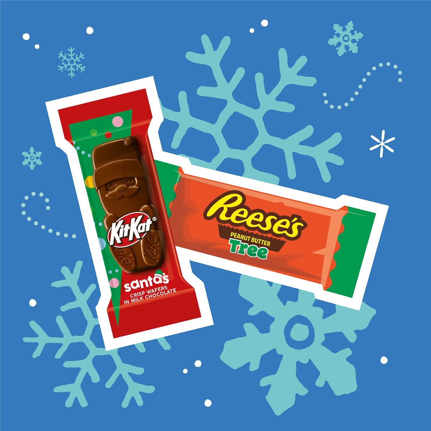 KIT KAT and REESES Assorted Milk Chocolate Snack Size, Christmas Candy Bag, 18.45 oz