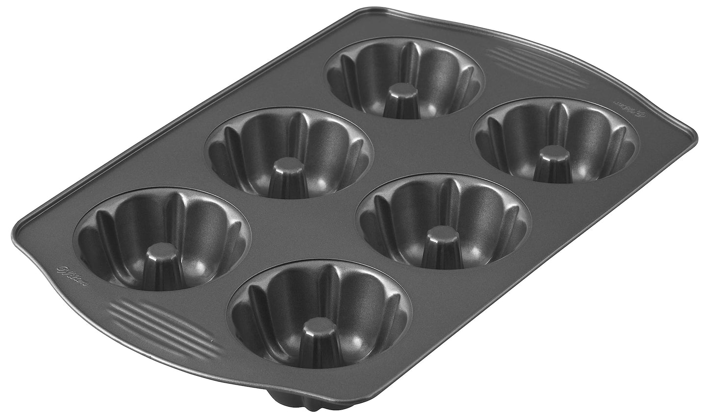 Wilton Excelle Elite Non-Stick 6-Cavity Mini Fluted Tube Baking Pan for Muffins and Cupcakes, Steel