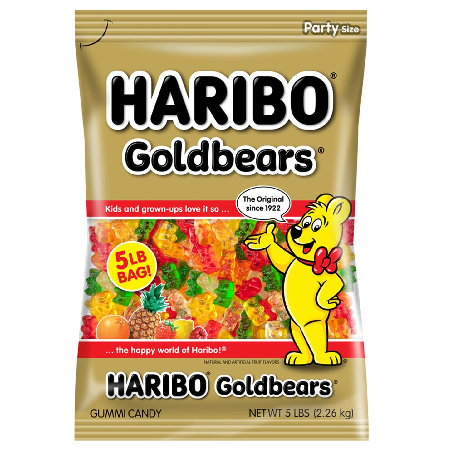 HARIBO Goldbears, Gummi Candy, 5 lb Bag, Assorted Flavors