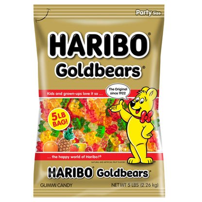 HARIBO Goldbears, Gummi Candy, 5 lb Bag, Assorted Flavors