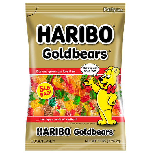 HARIBO Goldbears, Gummi Candy, 5 lb Bag, Assorted Flavors