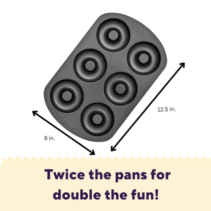Wilton Gold Non-Stick 2 Piece Donut Pan Set, Stainless Steel Bakeware, Made without PFAS, Packaging May Vary