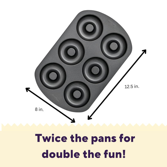 Wilton Gold Non-Stick 2 Piece Donut Pan Set, Stainless Steel Bakeware, Made without PFAS, Packaging May Vary
