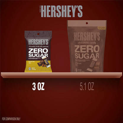 HERSHEY'S Zero Sugar Chocolate with Almonds Candy Bags, 3 oz (12 Count)