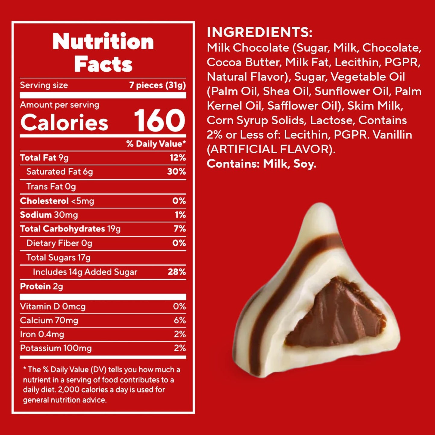Bulk Milk Chocolate Hugs Candy Bulk - 1 Pound Bag Individually Wrapped Milk Chocolate Swirled with White Creme for Baking, Parties, Candy Buffets, Favors, and Snacks - Approx 100 Pieces