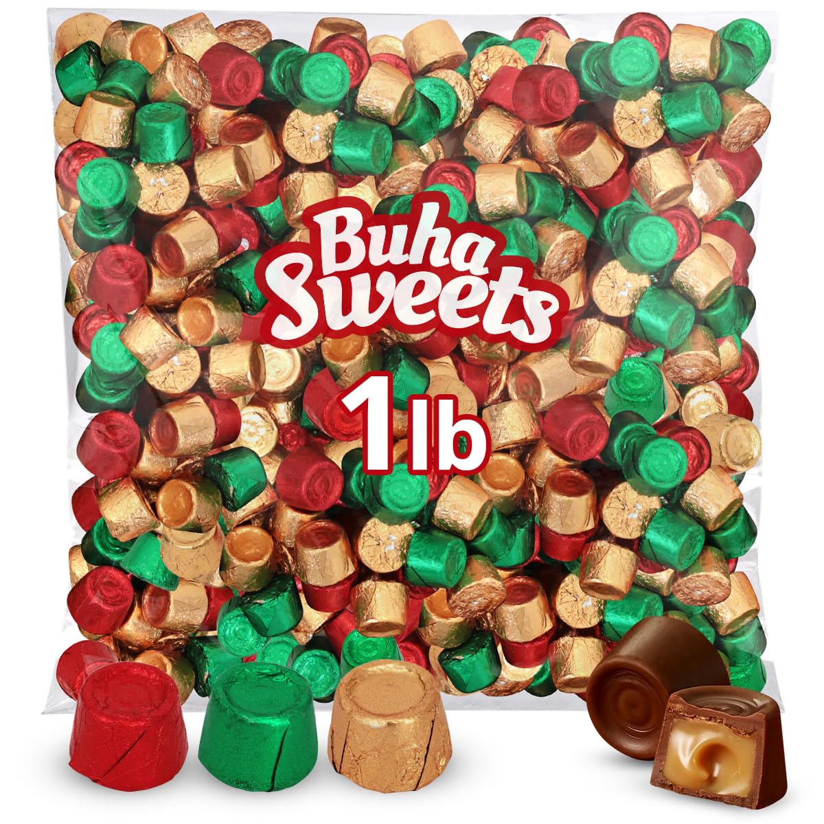 Candy Creamy Caramels Wrapped in Rich Chocolate, 1lb Pack of Christmas Candy Bulk, Delicious Christmas for Gifting, Perfect Christmas Chocolate Mix for Christmas Stocking Stuffers