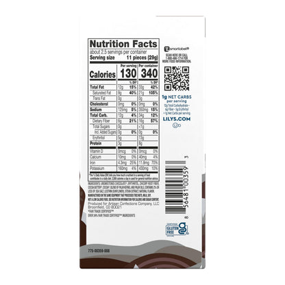 LILY'S Sea Salt Extra Dark Chocolate Style No Sugar Added, Sweets Bars, 2.8 oz (12 Count)