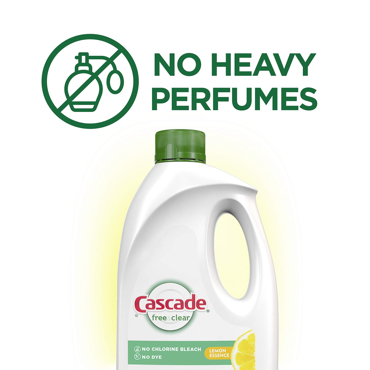 Cascade Free & Clear Gel Dishwasher Detergent Liquid Gel, Lemon Essence, 60 Fl Oz (Pack of 2)