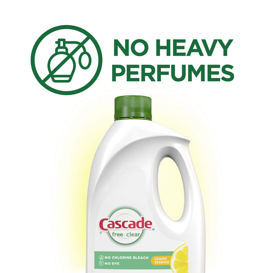 Cascade Free & Clear Gel Dishwasher Detergent Liquid Gel, Lemon Essence, 60 Fl Oz (Pack of 2)