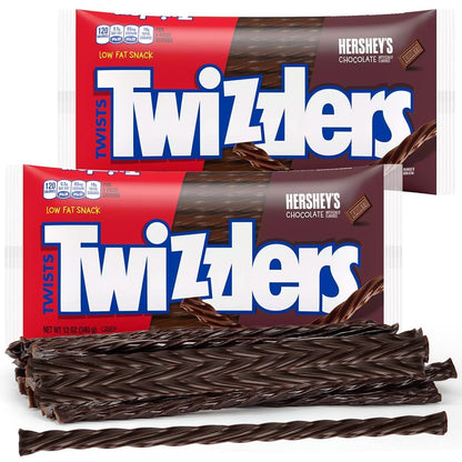 Twizzlers Chocolate Flavored Twists - Pack of 2-12 oz Bags - Low Fat Snacks - Fun to Share - Classic Treats for the Whole Family