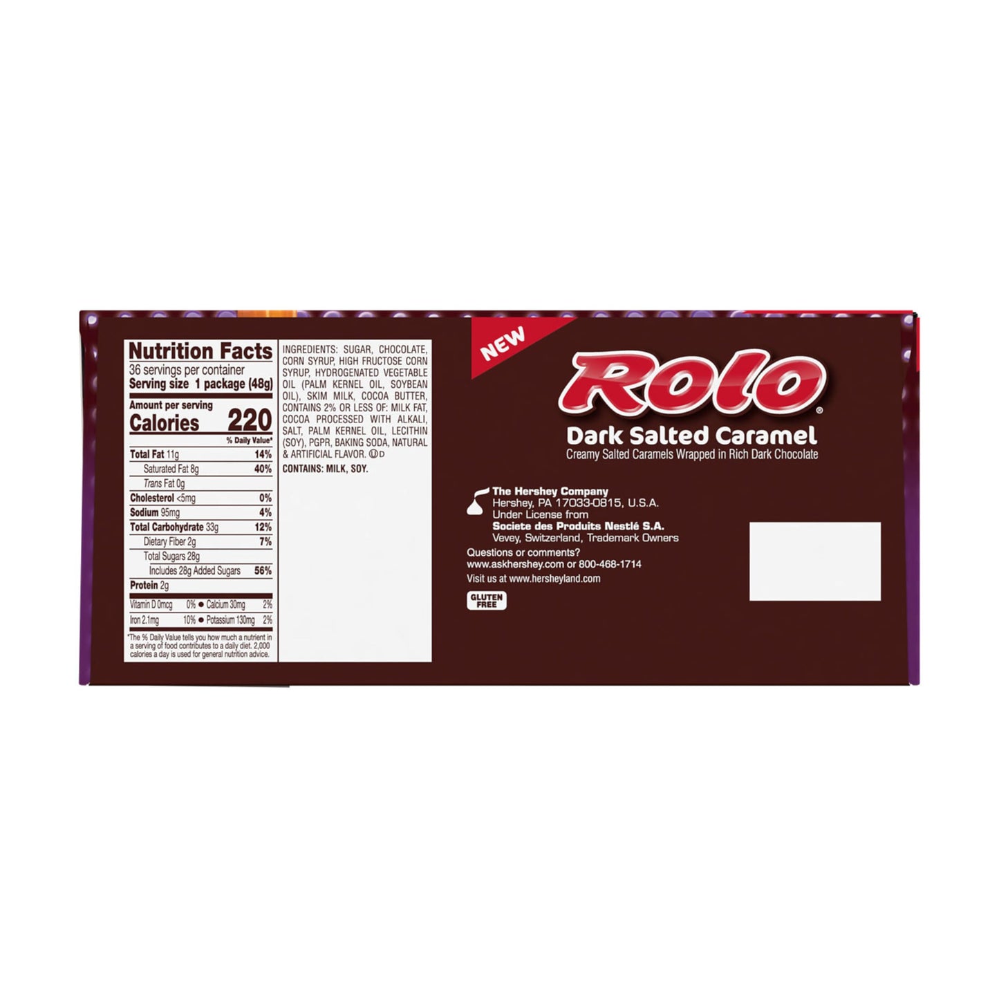 ROLO Dark Chocolate Salted Caramel Candy Rolls, 1.7 oz (36 Count)