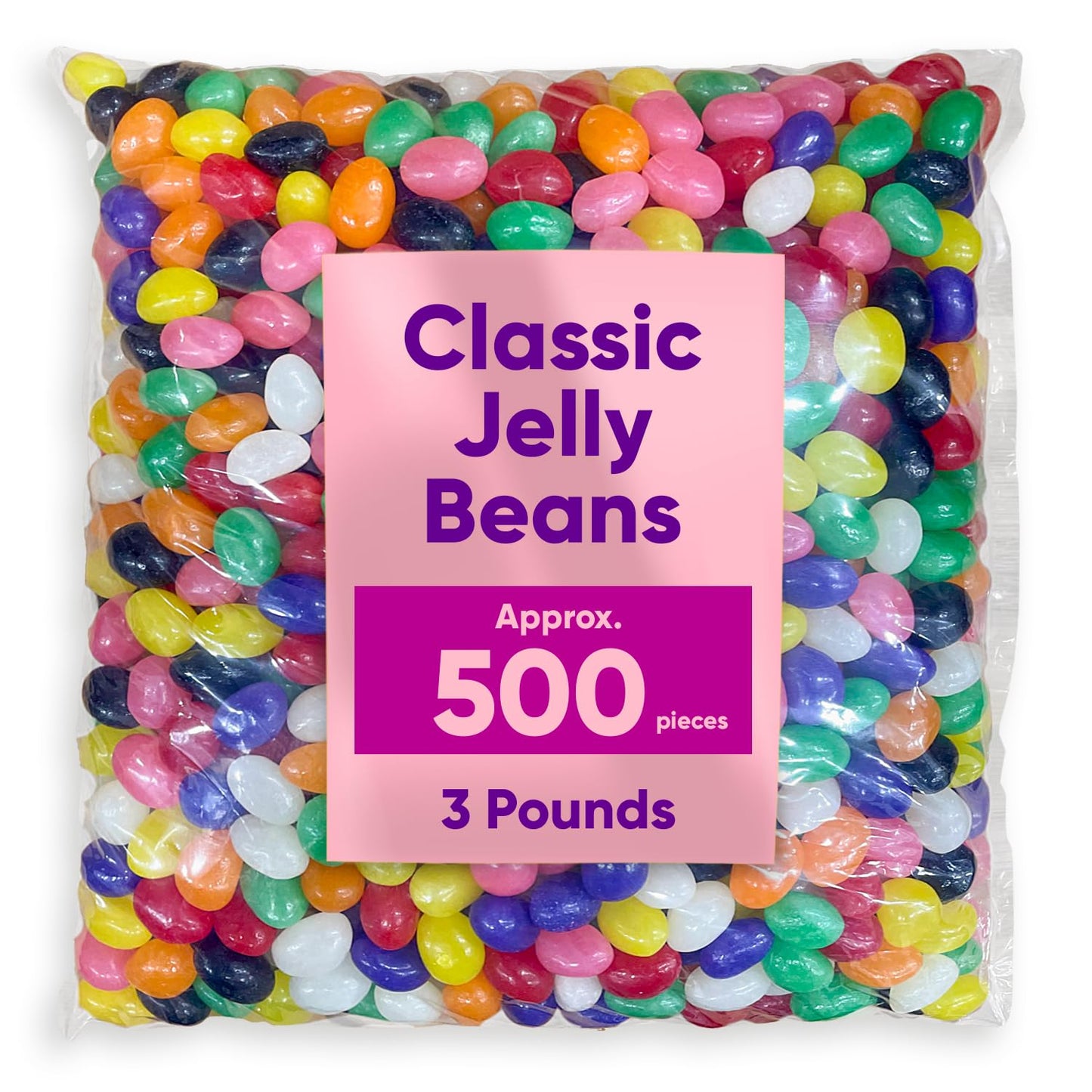 Classic Jelly Beans - 3 Pounds 500 pieces Bulk Bag, Halloween Candy Bulk, Ideal Bulk Candy for Parties & Gifts, Soft Candy Flavored Jelly Beans for Birthdays & Holidays, Perfect Halloween Candy