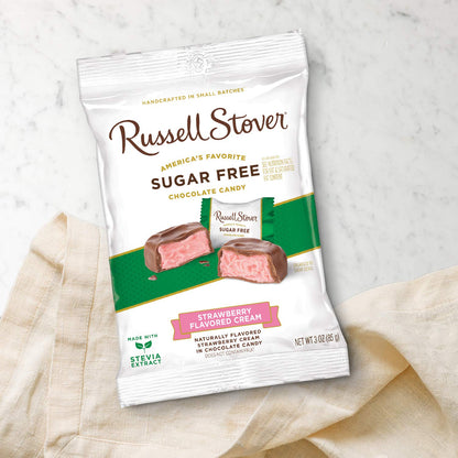 Russell Stover Sugar Free Strawberry Cream Chocolate Candy with Stevia, 3 Ounce (Pack of 10)