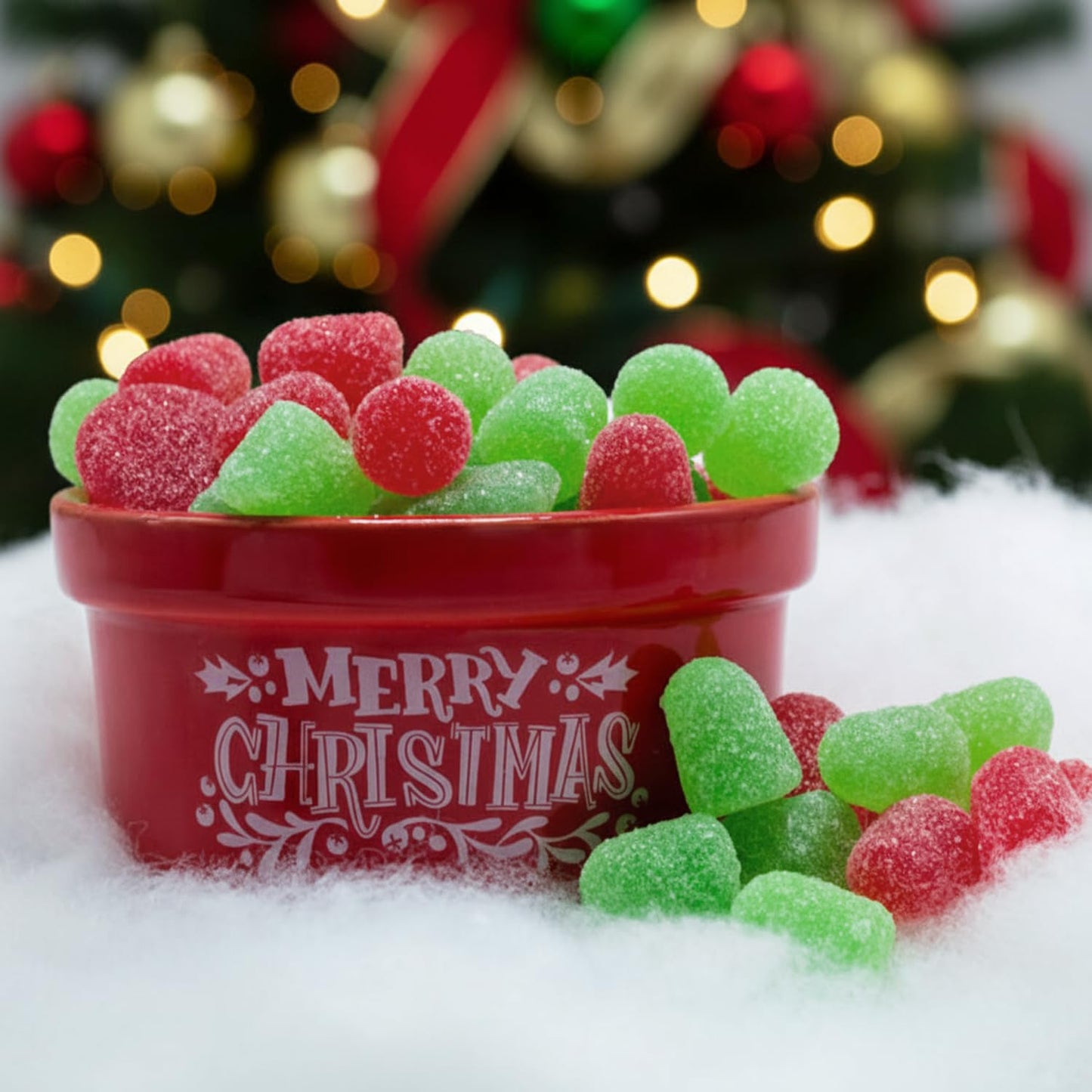 Bulk Christmas Spice Drops Candy - 1 Pound Red & Green Cinnamon & Wintergreen Gumdrops Jelly with Sweet Sugar Coating, Classic Holiday Candy for Baking, Decorating & Snacks - Festive Bulk Christmas Treats