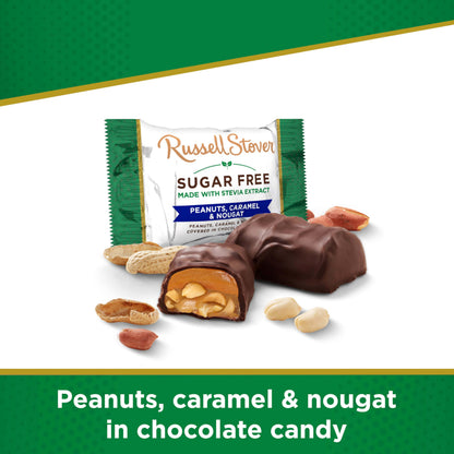 Russell Stover Sugar Free Milk Chocolate Peanut, Caramel & Nougat, 3 Ounce Bag - Pack of 10