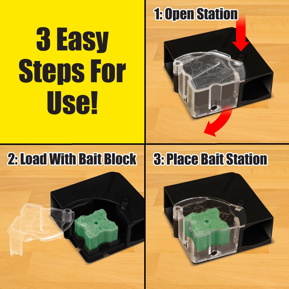 d-CON Disposable Corner Fit Mouse Poison Bait Station, 3 Bait Stations, Packaging May Vary