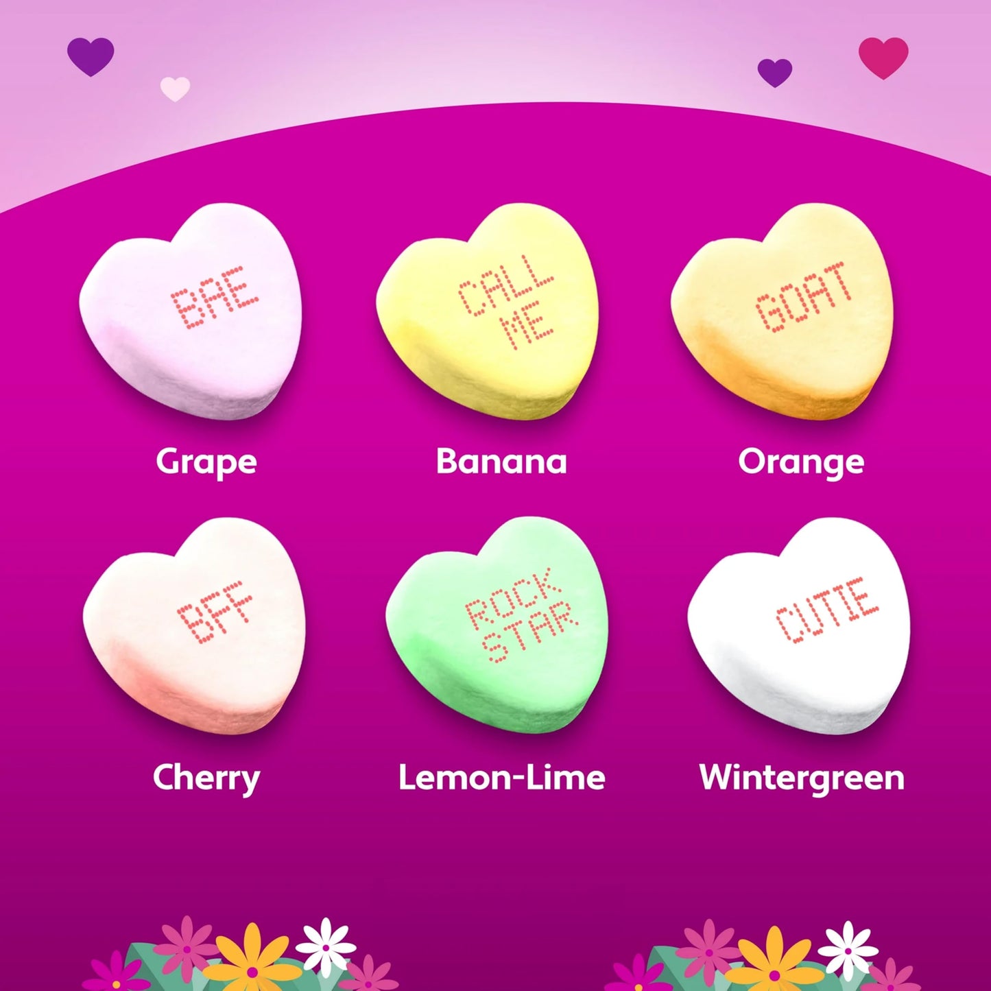 Tiny Conversation Hearts Candy 2 Pack - Mini Heart-Shaped Candies with Grape, Cherry, Banana, Orange, Lemon-Lime, and Wintergreen Flavors - Classic Assorted Candies for Snacking, Gifting, and Party Favors - 10 oz Bags