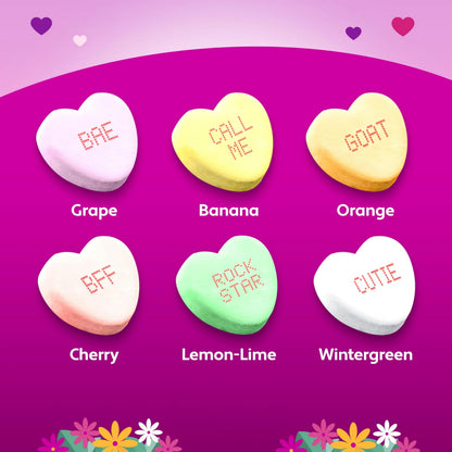 Tiny Conversation Hearts Candy 2 Pack - Mini Heart-Shaped Candies with Grape, Cherry, Banana, Orange, Lemon-Lime, and Wintergreen Flavors - Classic Assorted Candies for Snacking, Gifting, and Party Favors - 10 oz Bags
