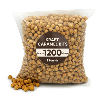 Caramel Bits Candy Melts - Bulk Candy 2 Pounds Approx 1200 Caramel Bites - Chewy Candy Caramels Candy Unwrapped For Melting - Chewy Soft Caramel Candy Bits for Candy Buffet - Ideal For Baking - Candy Bulk Caramels Unwrapped Soft Bulk
