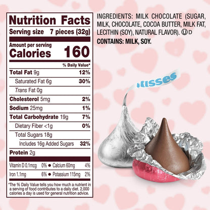 Pink and Silver Foil-Wrapped Milk Chocolate Valentine Candy - Individually Wrapped Valentine’s Day Chocolate for Gift Bags, Candy Bowls, Parties & Treat Exchanges