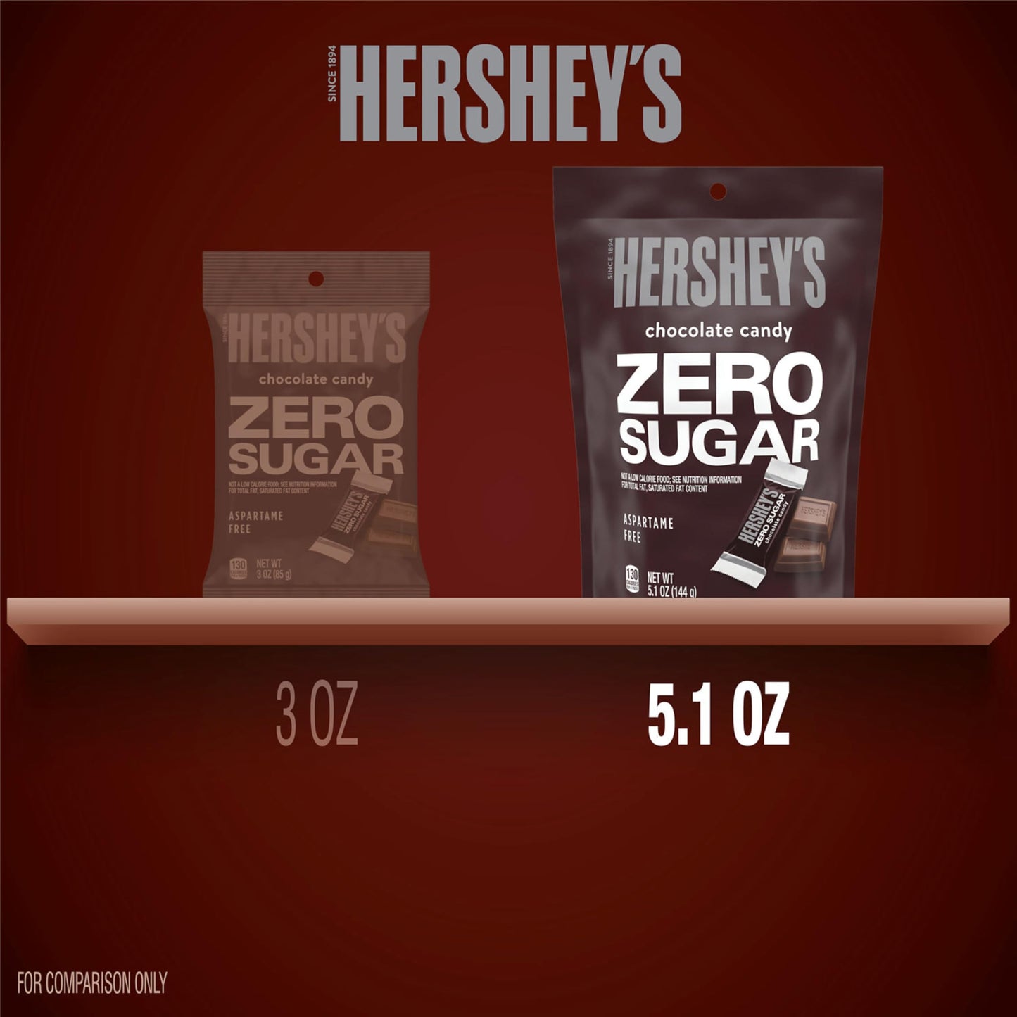 HERSHEY'S Zero Sugar Chocolate Candy Bag, 5.1 oz