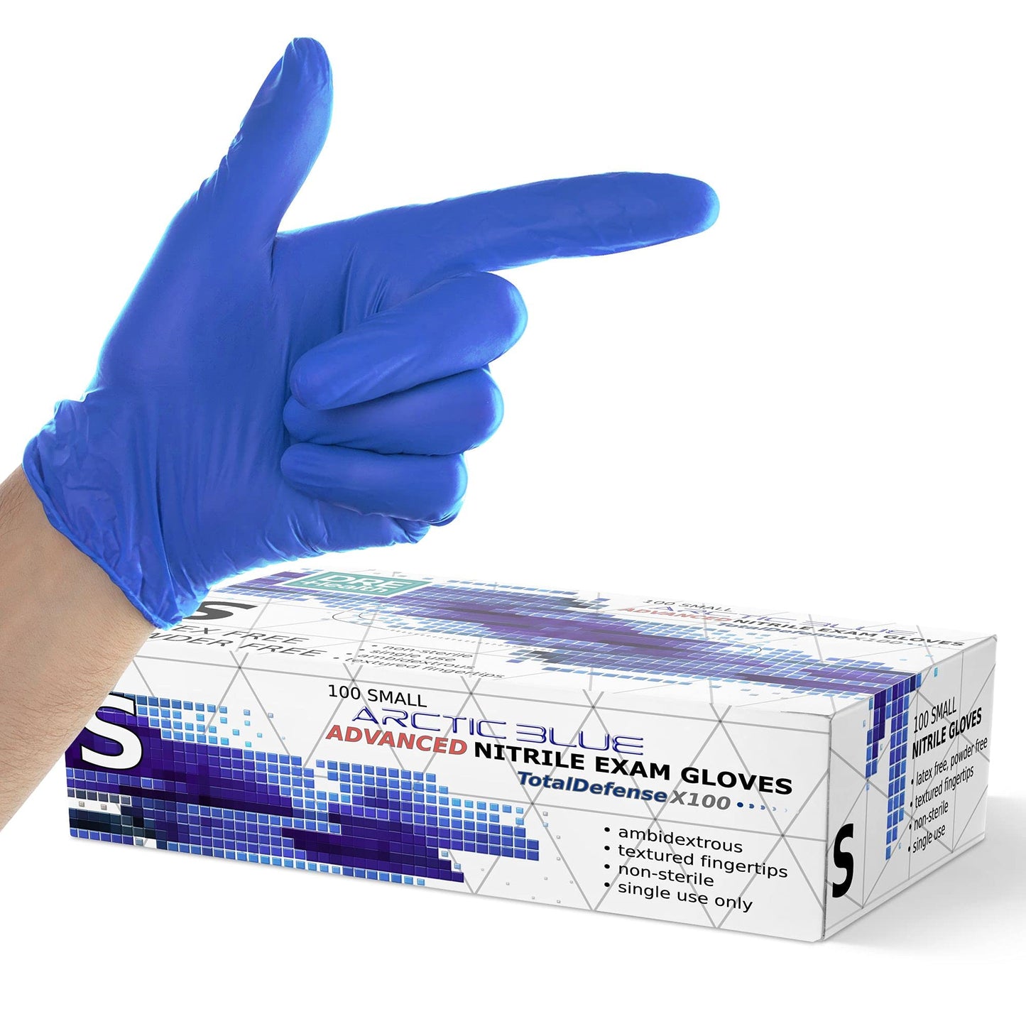 Dre Health Powder Free Disposable Nitrile Gloves - 100 Pack - Blue, Medium