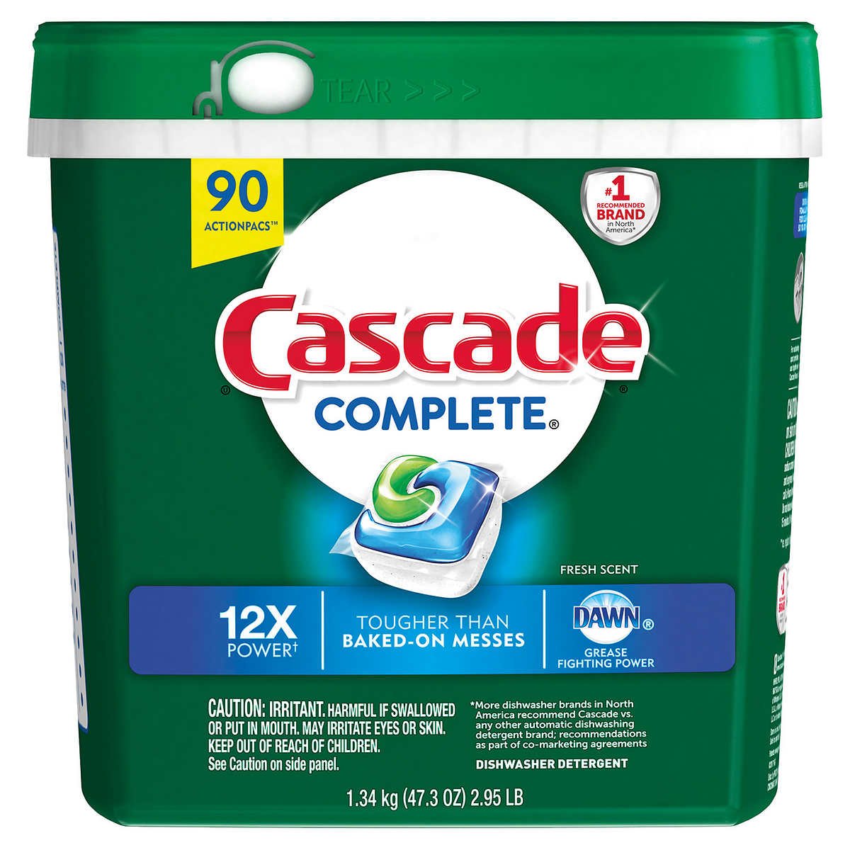 Cascade #1 Complete 12x Power ActionPacs Dish Detergent: Fresh Scent - 90 ct.