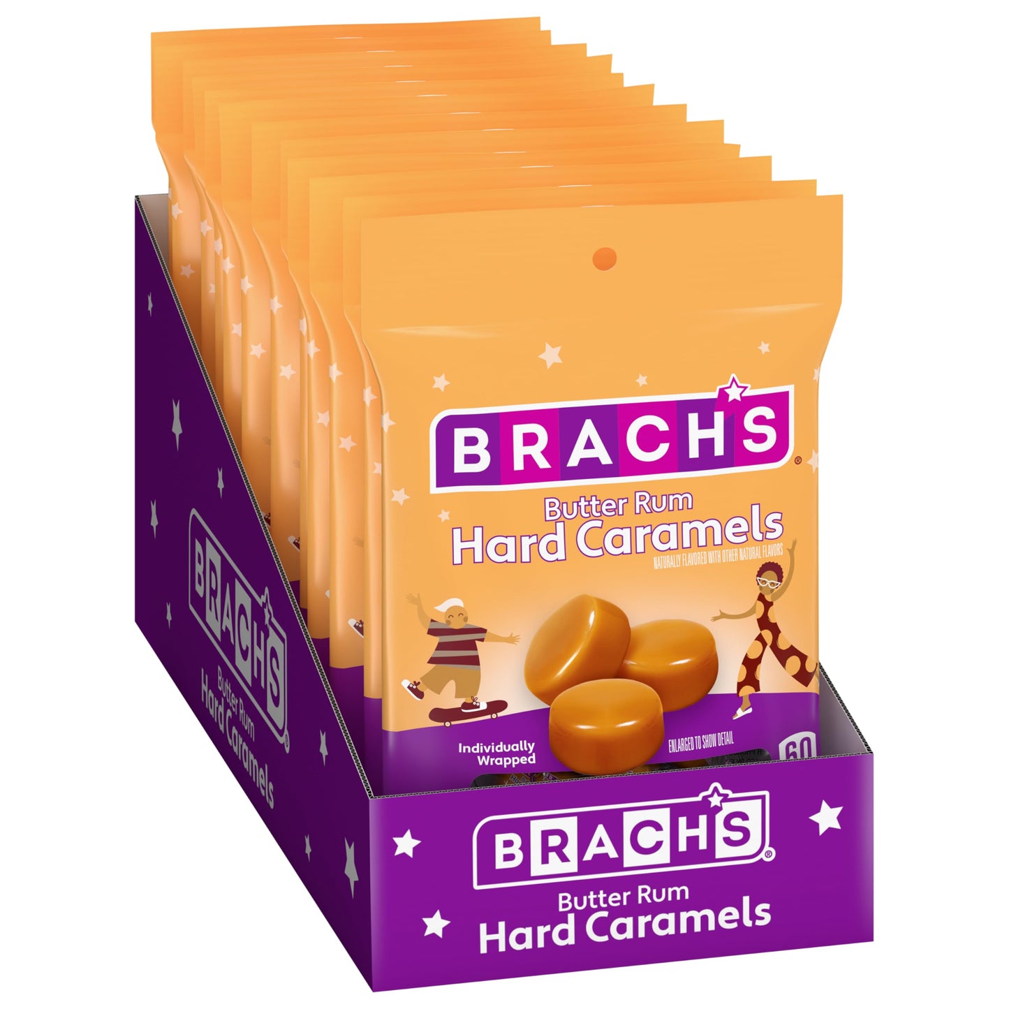 Brach's Nips Butter Rum Flavored Hard Candy, Individually Wrapped Pieces, 3.25 Ounce Bags (Pack of 12)