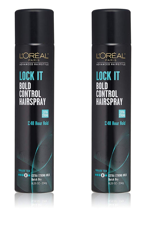 L’Oreal Paris Lock It Bold Control Hairspray 8.25 Ounce (244ml) (2 Pack)