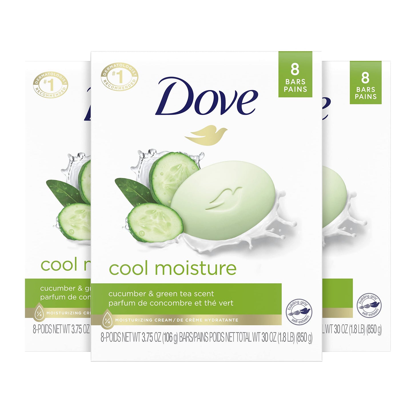 Dove Skin Care Beauty Bar For Softer Skin Cucumber And Green Tea More Moisturizing Than Bar Soap 3.75 oz 24 bars