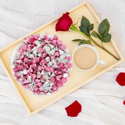 Pink and Silver 1lb Pack of Chocolate Candy Individually Wrapped for Decorating, Gifting and Treating Yourself, Delicious Pink Chocolate Bulk for Sharing