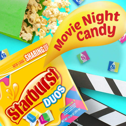 Starburst Fruit Chews Candy, Bulk Candy Individually Wrapped, Sharing Size Resealable Bag, Duos, 12.5 Ounce, Pack of 6