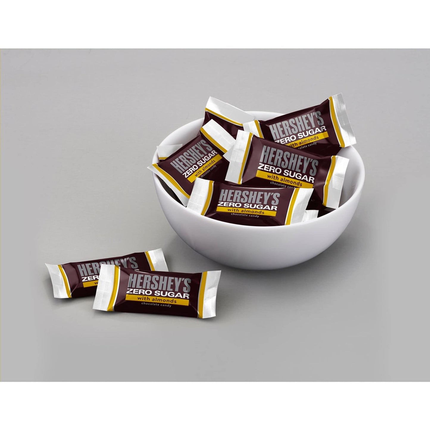 HERSHEY'S Zero Sugar Chocolate with Almonds Candy Bars, Individually Wrapped, Aspartame Free, 5.1 oz Bag